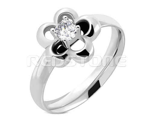 Oceľový prsteň s kvetom SS1083